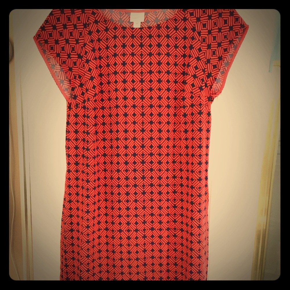 Red and navy dress